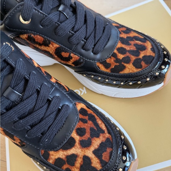 Michael Kors Leopard-Print Platform Sneaker in Black, Brown and White - Picture 5 of 6